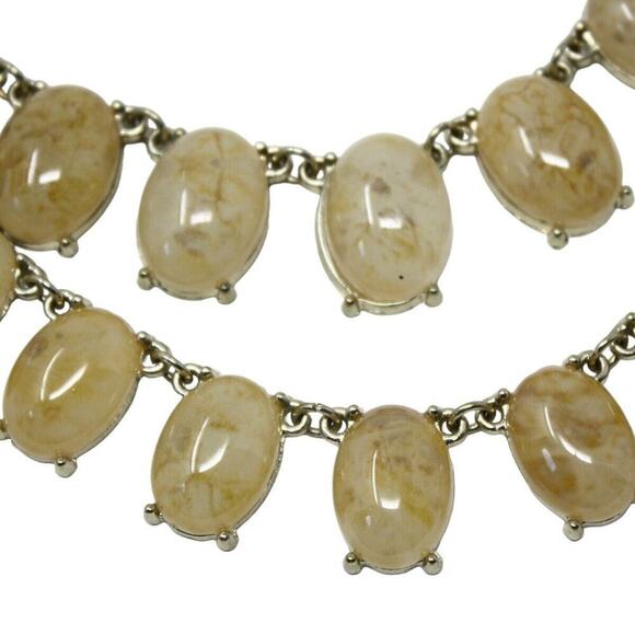 Vintage Two Tiered Bib Style Necklace Shiny Statement Piece 21" Long - Hey Viv - Picture 2 of 6